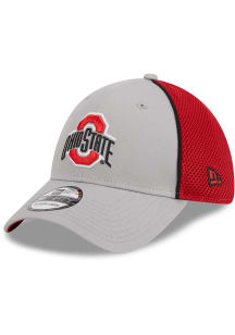 New Era Ohio State Buckeyes Grey JR Pipe Neo 39THIRTY Youth Flex Hat