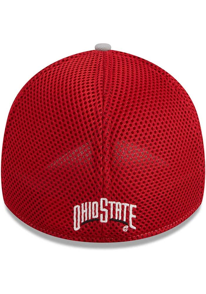 New Era Ohio State Buckeyes Grey JR Pipe Neo 39THIRTY Youth Flex Hat