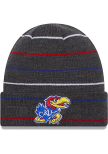 New Era Kansas Jayhawks Grey JR Rowed Cuff Youth Knit Hat