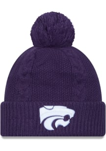 New Era K-State Wildcats Purple JR Cabled Cuff Pom Youth Knit Hat