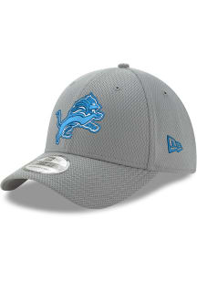 New Era Detroit Lions Mens Grey Primary Logo Diamond Era 39THIRTY Flex Hat