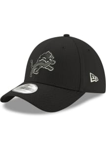 New Era Detroit Lions Mens Black Primary Logo Diamond Era 39THIRTY Flex Hat