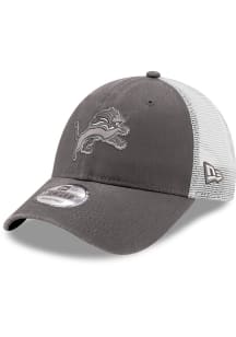 New Era Detroit Lions Primary Logo Trucker 9FORTY Adjustable Hat - Grey