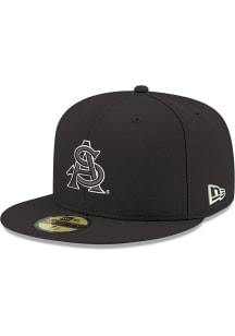 New Era Arizona State Sun Devils Mens Black AS Logo Black and White 59FIFTY Fitted Hat