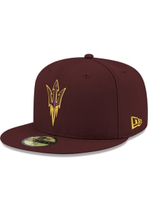 New Era Arizona State Sun Devils Mens Maroon Fork Logo Basic 59FIFTY Fitted Hat