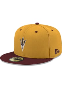 New Era Arizona State Sun Devils Mens Gold Fork Logo 2T 59FIFTY Fitted Hat