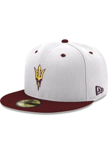 New Era Arizona State Sun Devils Mens White Fork Logo 2T 59FIFTY Fitted Hat