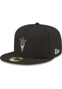 New Era Arizona State Sun Devils Mens Black Fork Logo Black and White 59FIFTY Fitted Hat