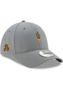 New Era Arizona State Sun Devils Fork Logo Diamond Era Stretch Snap 9FORTY Adjustable Hat - Grey