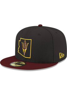 New Era Arizona State Sun Devils Mens Black State Logo 2T 59FIFTY Fitted Hat