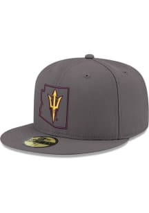 New Era Arizona State Sun Devils Mens Grey State Logo 2T 59FIFTY Fitted Hat