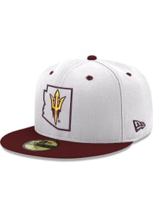 New Era Arizona State Sun Devils Mens White State Logo 2T 59FIFTY Fitted Hat