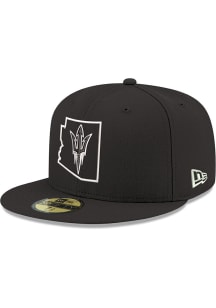 New Era Arizona State Sun Devils Mens Black State Logo Black and White 59FIFTY Fitted Hat