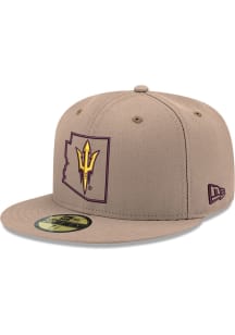 New Era Arizona State Sun Devils Mens Brown State Logo TC Visor 59FIFTY Fitted Hat