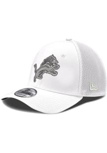 New Era Detroit Lions Mens White Team Classic 39THIRTY Flex Hat