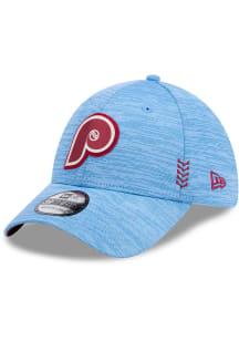 New Era Philadelphia Phillies Mens Light Blue 2024 Clubhouse Alt 39THIRTY Flex Hat