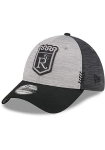 New Era Kansas City Royals Mens Grey 2024 Clubhouse CW Black 39THIRTY Flex Hat