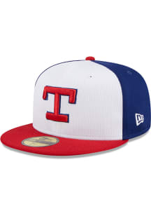 New Era Texas Rangers Mens Navy Blue 2024 Batting Practice 59FIFTY Fitted Hat