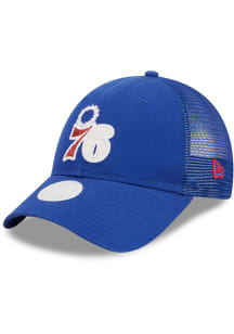 New Era Philadelphia 76ers Blue JR Logo Sparkle 9FORTY Youth Adjustable Hat