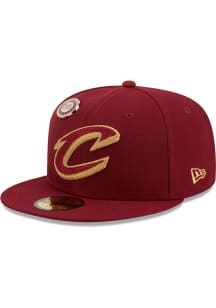 New Era Cleveland Cavaliers Mens Maroon Pin 59FIFTY Fitted Hat