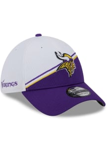 New Era Minnesota Vikings Mens White 2023 Sideline 39THIRTY Flex Hat