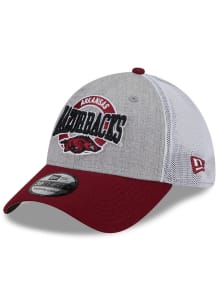 New Era Arkansas Razorbacks Mens Grey Heather 3T 39THIRTY Flex Hat
