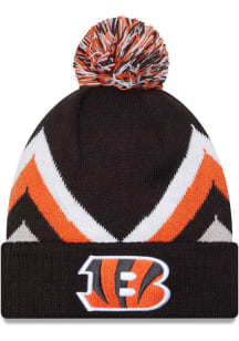 New Era Cincinnati Bengals Black Zig Zag Cuff Pom Mens Knit Hat
