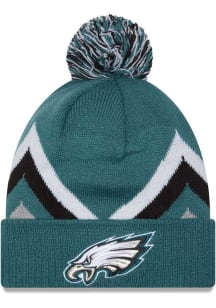 New Era Philadelphia Eagles Green Zig Zag Cuff Pom Mens Knit Hat
