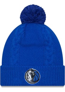 New Era Dallas Mavericks Blue Cabled Cuff Pom Womens Knit Hat
