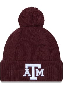 New Era Texas A&amp;M Aggies Maroon Cabled Cuff Pom Womens Knit Hat