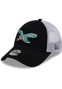 New Era Philadelphia Eagles Black Historic Evergreen Trucker JR 9FORTY Youth Adjustable Hat