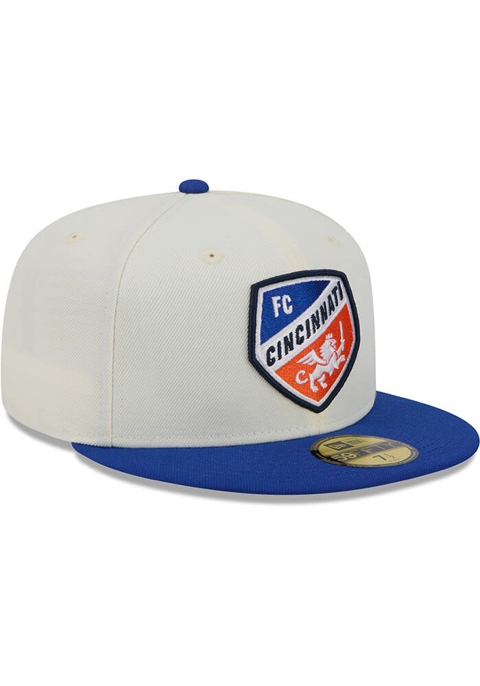 New Era FC Cincinnati Mens White Chrome 2T Evergreen 59FIFTY Fitted Hat