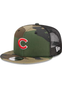 New Era Chicago Cubs Green Camo Evergreen Trucker 9FIFTY Mens Snapback Hat