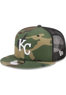 New Era Kansas City Royals Green Camo Evergreen Trucker 9FIFTY Mens Snapback Hat