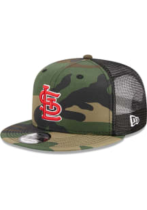 New Era St Louis Cardinals Green Camo Evergreen Trucker 9FIFTY Mens Snapback Hat