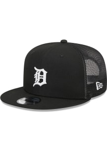 New Era Detroit Tigers Black BW Evergreen Trucker 9FIFTY Mens Snapback Hat