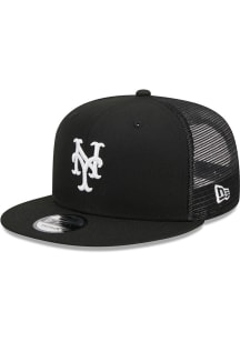New Era New York Mets Black BW Evergreen Trucker 9FIFTY Mens Snapback Hat