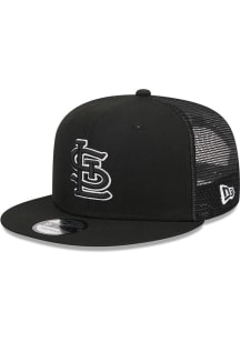New Era St Louis Cardinals Black BW Evergreen Trucker 9FIFTY Mens Snapback Hat