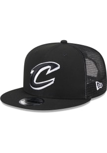 New Era Cleveland Cavaliers Black BW Evergreen Trucker 9FIFTY Mens Snapback Hat