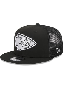 New Era Kansas City Chiefs Black BW Evergreen Trucker 9FIFTY Mens Snapback Hat