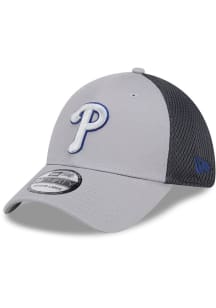 New Era Philadelphia Phillies Mens Grey Greyed Evergreen Neo 39THIRTY Flex Hat