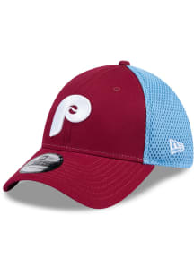 New Era Philadelphia Phillies Mens Maroon 2T Evergreen Neo 39THIRTY Flex Hat