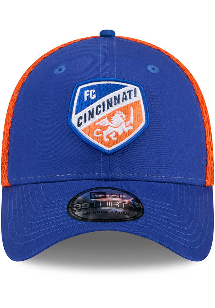 New Era FC Cincinnati Mens Blue 2T Evergreen Neo 39THIRTY Flex Hat