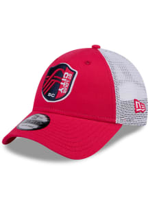 New Era St Louis City SC Evergreen Trucker 9FORTY Adjustable Hat - Red