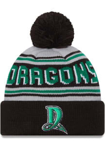 New Era Dayton Dragons Grey Evergreen Wordmark Pom Mens Knit Hat