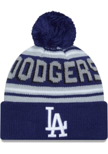 New Era Los Angeles Dodgers Grey Evergreen Wordmark Pom Mens Knit Hat