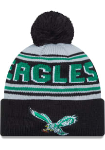 New Era Philadelphia Eagles Grey Historic Evergreen Wordmark Pom Mens Knit Hat