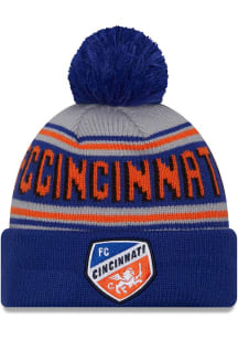 New Era FC Cincinnati Grey Evergreen Wordmark Pom Mens Knit Hat