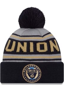 New Era Philadelphia Union Grey Evergreen Wordmark Pom Mens Knit Hat