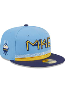 New Era Milwaukee Brewers Mens Light Blue City Connect Fan Pack 59FIFTY Fitted Hat